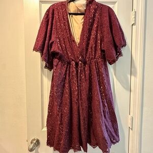 Elegant Lace Dress in Deep Red